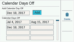 advanced feature acc2 calendar days off