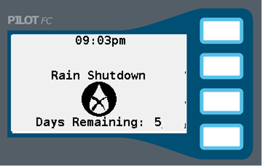 Image of the Rain Shutdown screen with countdown.