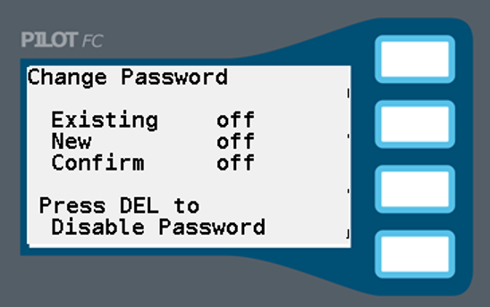 Image of the screen for changing the password.