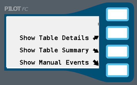 Image of the options screen to view optimized tables.