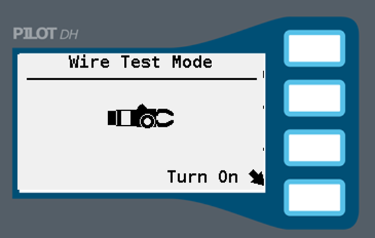 Image of the Wire Test Mode screen.