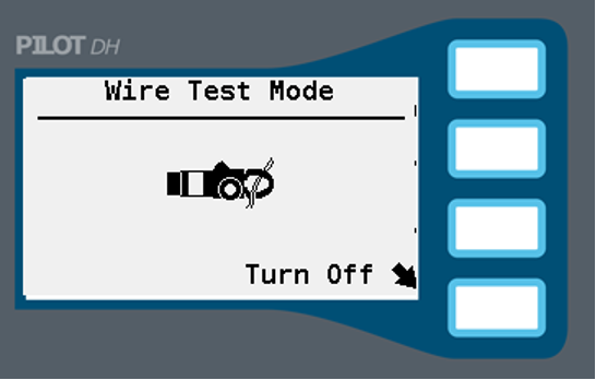 Image of the screen showing the Wire Test Off selection.